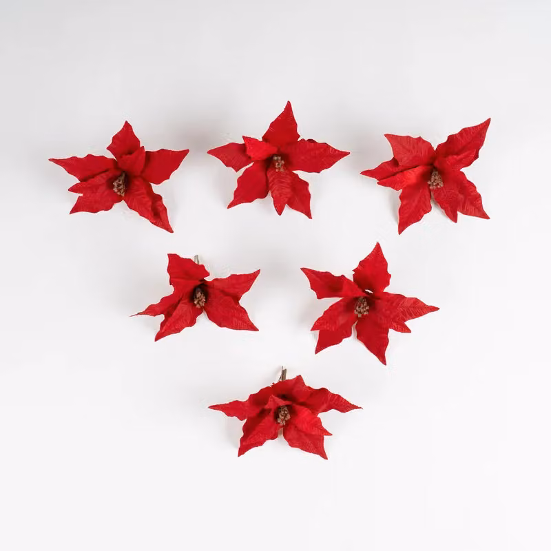 Scottish Everlastings Ltd Red Poinsettia Clip Set of 6, 18 cm – 2