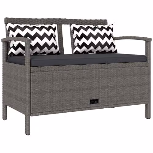 Outsunny Grey Rattan Garden Storage Bench with 160L Capacity