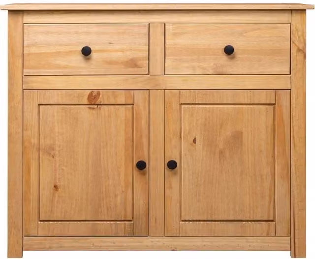 Berkfield Home Panama Range Solid Pinewood Sideboard in Brown, W/D/H: 93 x 40 x 80 cm