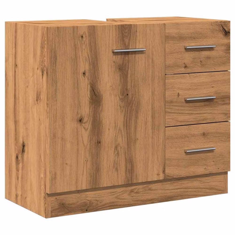Berkfield Home Artisan Oak Sink Cabinet in Brown, W/D/H: 63 x 30 x 54 cm – 2