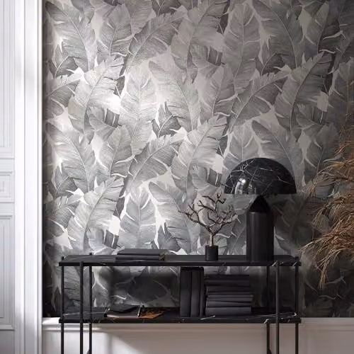 Galerie 31624 Industrial Effects Black and Silver Floral Non-Woven Wallpaper – 2