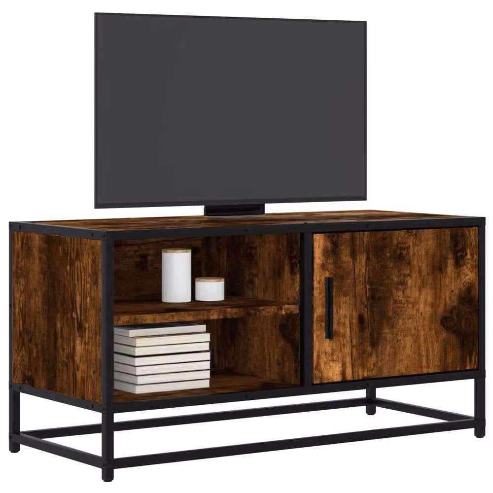 Berkfield Home Industrial TV Cabinet in Smoked Oak and Brown, W/D/H: 80 x 34.5 x 40 cm – 2