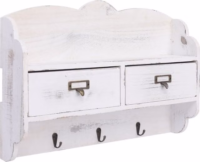 Berkfield Home White Wood Wall Mounted Coat Rack W/D/H: 50 x 10 x 34 cm