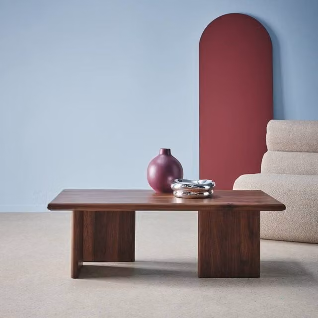 sweeek Modern Rectangular MDF Coffee Table in Brown, W/D/H: 110 x 60 x 36 cm