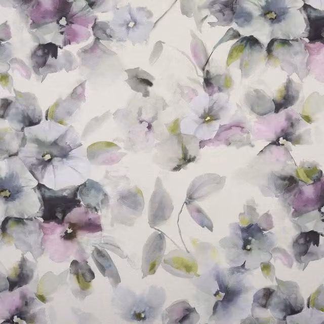 Terrys Hawaii Waikiki Curtain Fabric in Grey, Purple and Multicolour