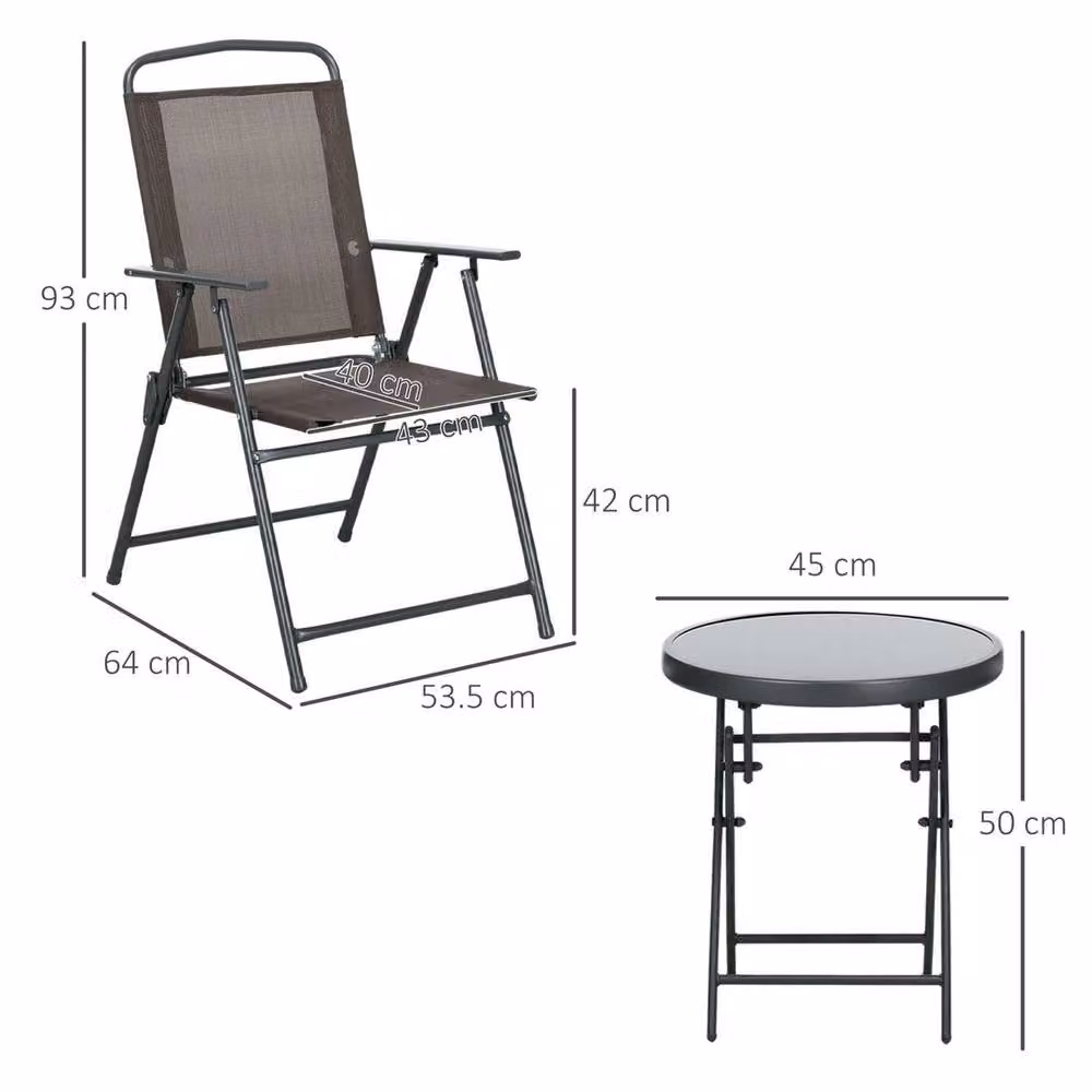 PAWNORA Modern Metal Balcony and Garden Chairs and Coffee Table Set in Brown – 2