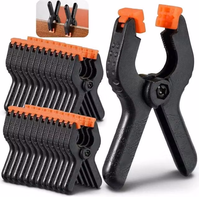 SPETLEK 25 Pack Small 2 inch Black Plastic Spring Clamps