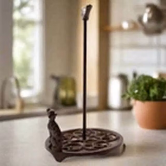 EONLION Cast Iron Cat and Bird Kitchen Roll Paper Towel Holder in Brown