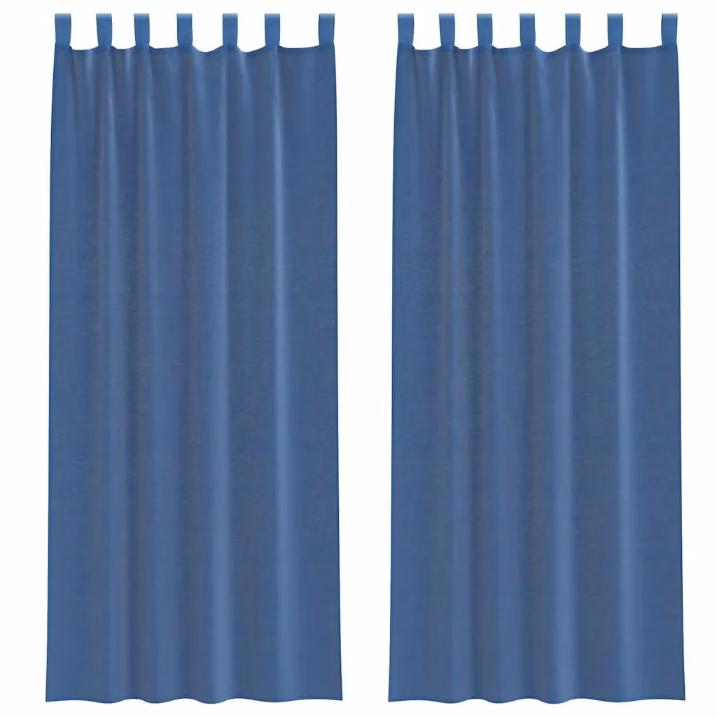 Berkfield Home Royal Blue Transparent Voile Fabric Curtains with Tabs, 2 Pack, W: 140 cm, H: 260 cm – 2