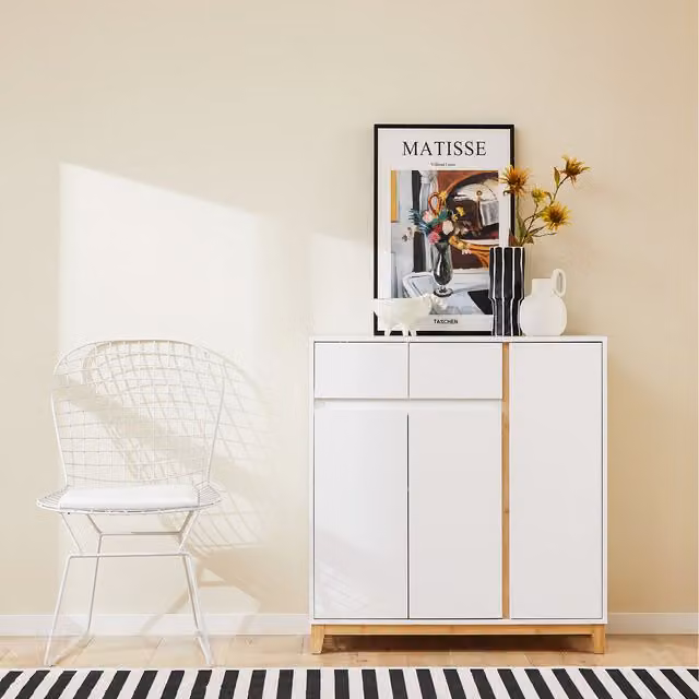 SoBuy Modern White Hallway Shoe Cabinet with Hinged Doors
