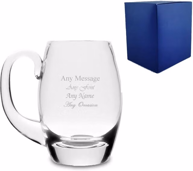 Uniqueful Personalised Handmade Barrel Tankard, 30oz, Clear Glass