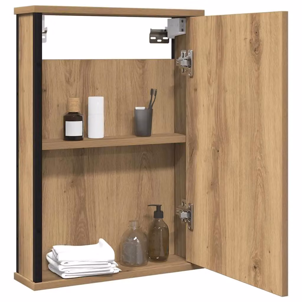 Berkfield Home Artisan Oak Bathroom Mirror Cabinet, Brown, W/D/H: 42 x 12 x 60 cm – 2