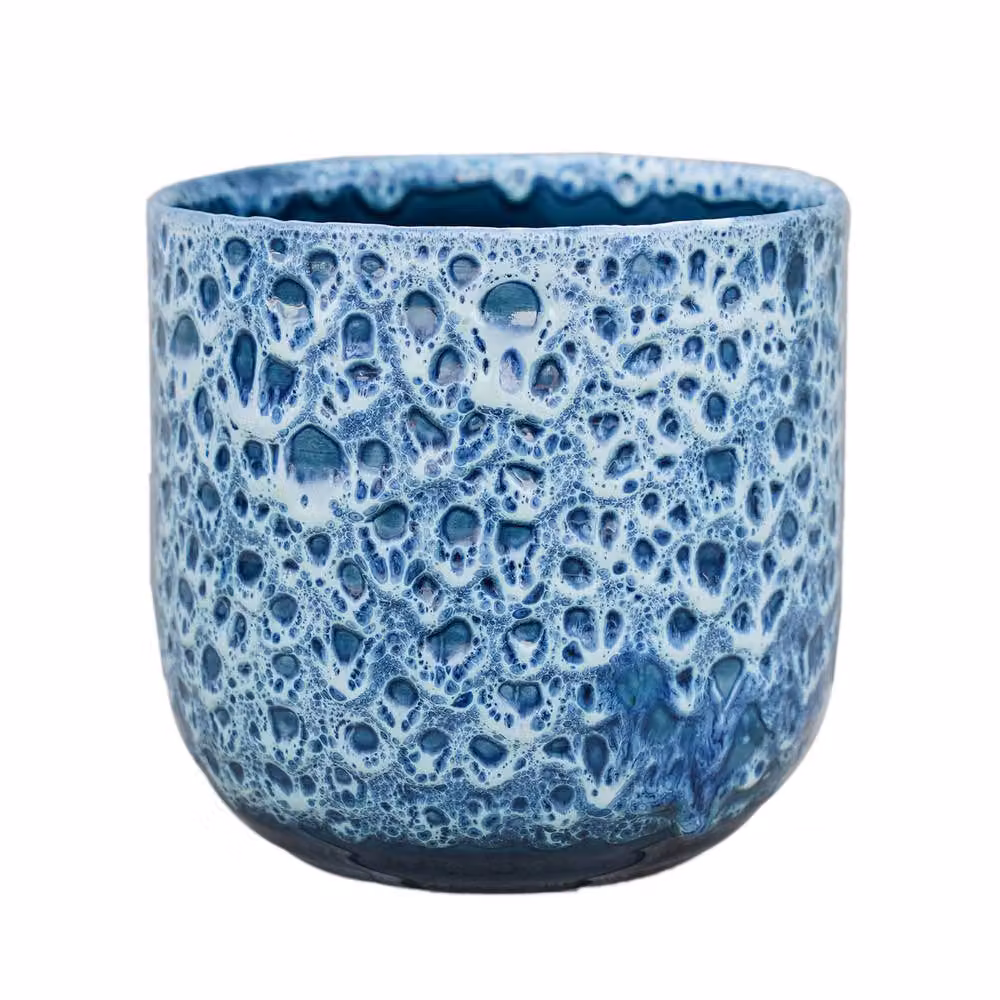 Ivyline Sapphire Reactive Glaze Ceramic Planter in Blue and Turquoise, H: 25 cm, W: 25 cm, D: 25 cm – 2