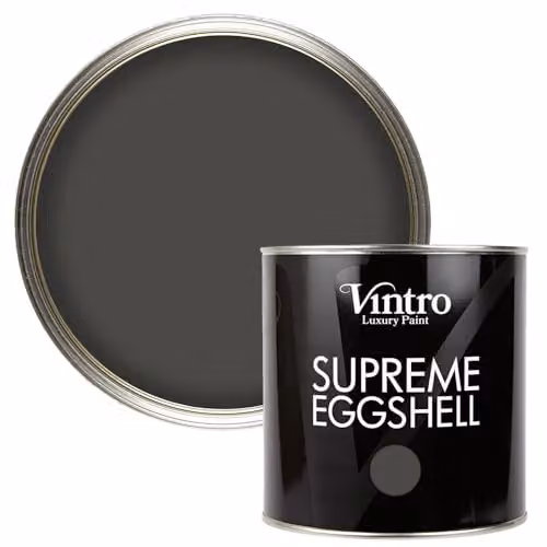Vintro Water Based Eggshell and Satin Paint for Interior and Exterior Walls, Wood and Trim, Dark Grey Midnight, 2.5 l