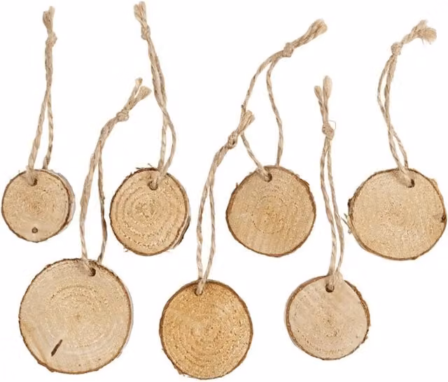 KDMD 28 Pack Light Brown Wooden Discs with Hole