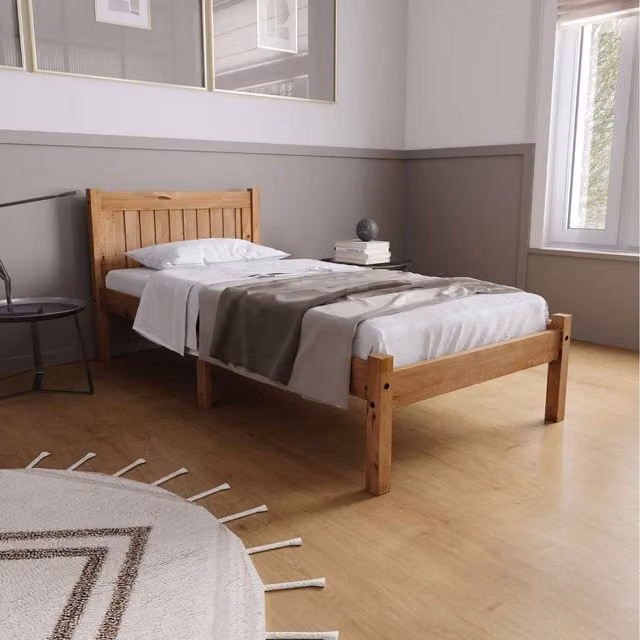 SleepSoul Rio Air Pine Wood Bed and Single Mattress Bundle, White or Brown, W/D/H: 90 x 200 cm