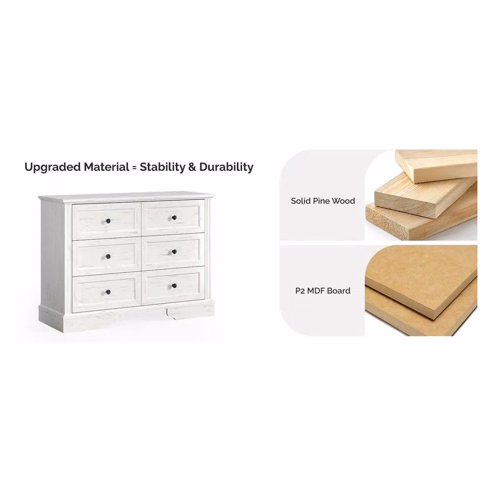 EONLION Retro Style White Glossy Chest of Drawers for Bedroom and Living Room – 2