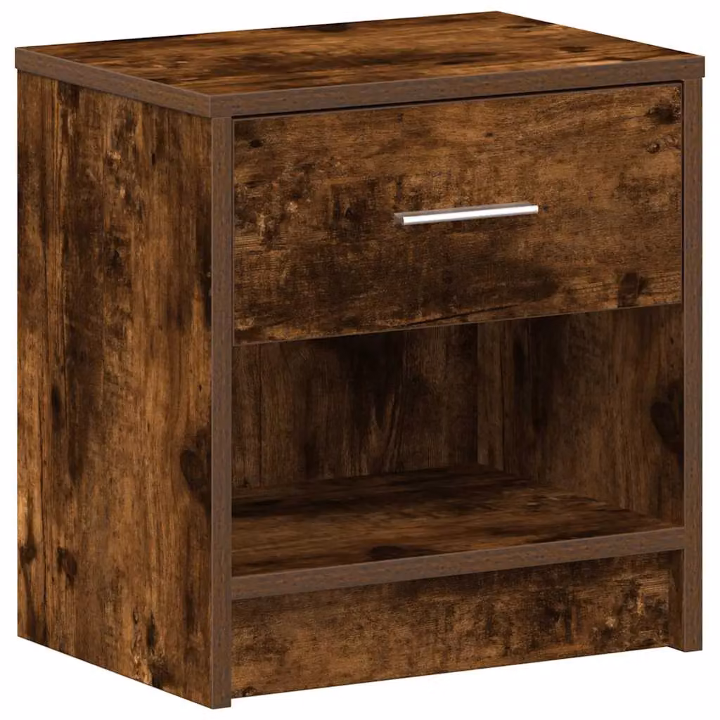 Berkfield Home Bedside Cabinet with Drawer in Smoked Oak Brown, W/D/H: 39 x 28 x 41 cm – 2