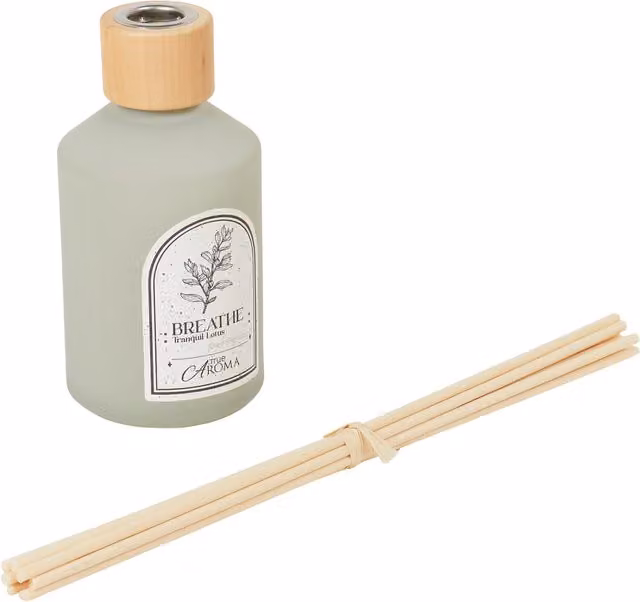 True Aroma Breathe Tranquil Lotus Floral Reed Diffuser in Green Glass