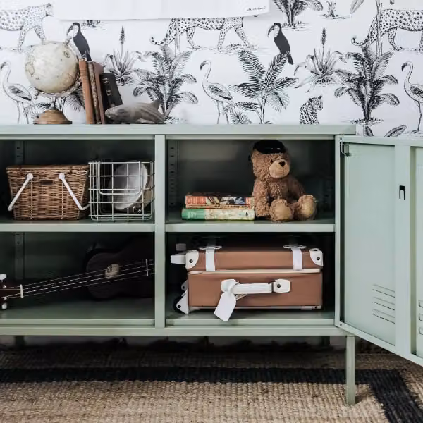 Mustard Made The Lowdown Freestanding Metal Storage Locker in Sage Green, W/D/H: 100 x 40 x 72 cm – 2