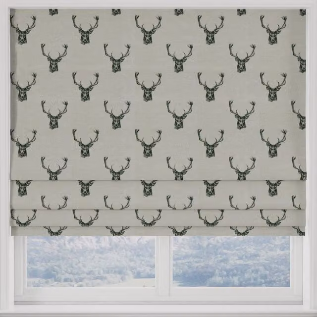 Terrys Made to Measure Blackout Roman Blind with Grey and Beige Animal Graphic