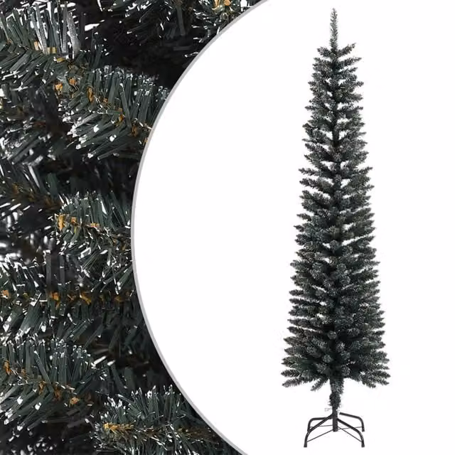 Berkfield Home Artificial Slim Christmas Tree in Green, Height: 210 cm