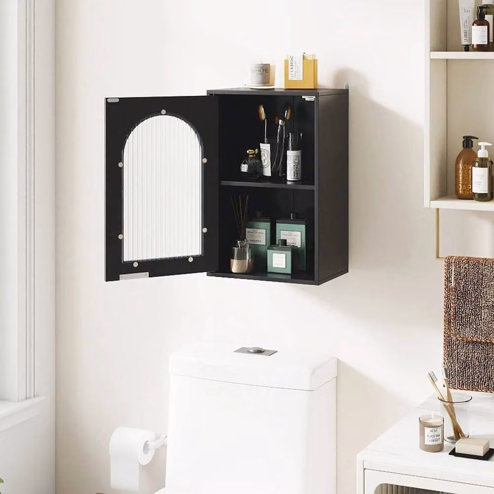 Kelvenix Modern Black Wall Mounted Bathroom Medicine Cabinet with Glass Doors and Internal Shelves – 3
