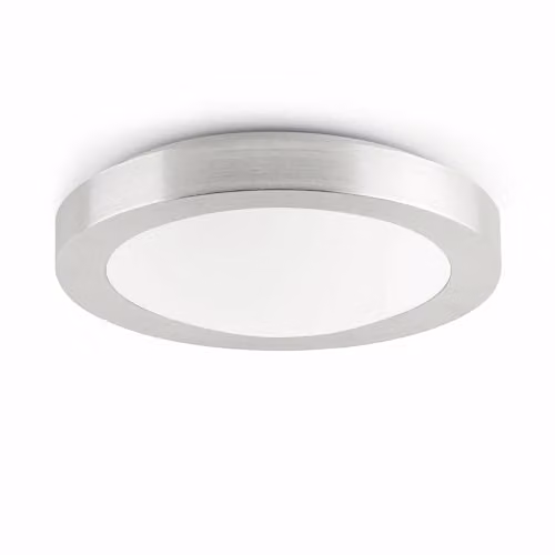 Netlighting Logos Small Round Aluminium Bathroom Flush Ceiling Light, White, Diameter: 27 cm, IP44, E27 – 1