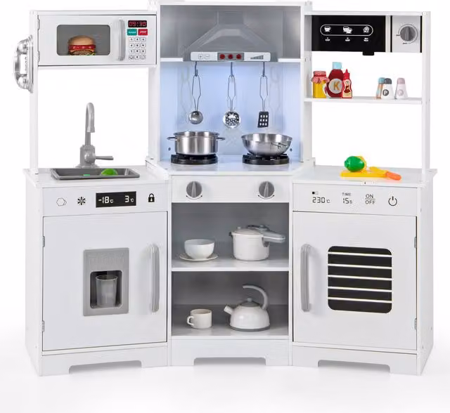 Costway Pretend Play Kitchen Accessory Playset in White