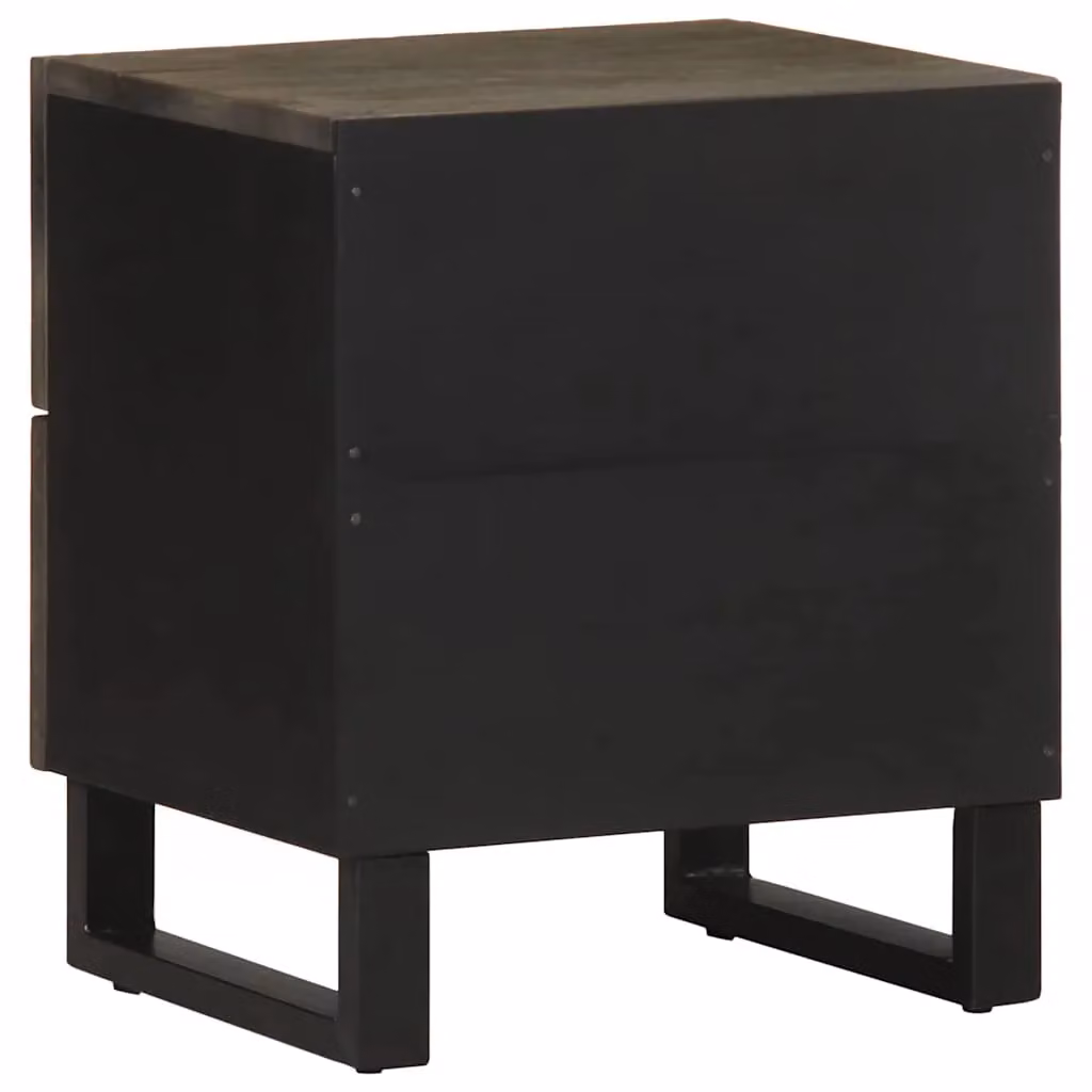 Berkfield Home Set of 2 Black Mango Wood Bedside Cabinets, W: 40 cm, D: 33 cm, H: 46 cm – 5