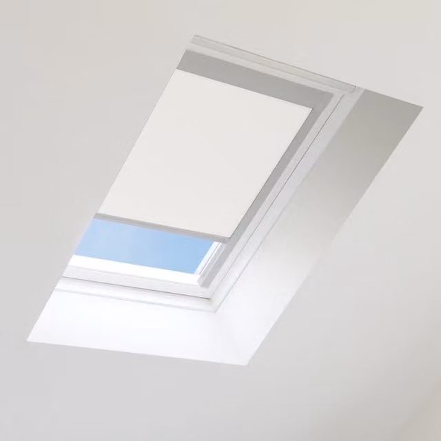 Bloc Blinds Skylight Blackout Blind for Velux Roof Window, White with Silver Frame, Width: 116 cm