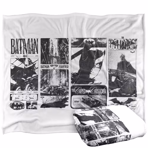 Warner Bros. Batman Through The Years Live Action Silky Touch Super Soft Fleece Throw Blanket, Multicolour, W: 127.0 cm x H: 152.4 cm – 1