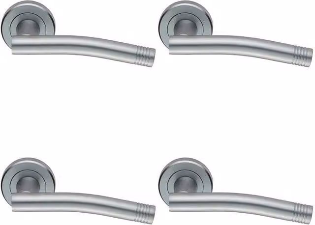 Loops 4x Pair Round Bar Handles with Arch Concealed Fix Round Rose in Satin Chrome