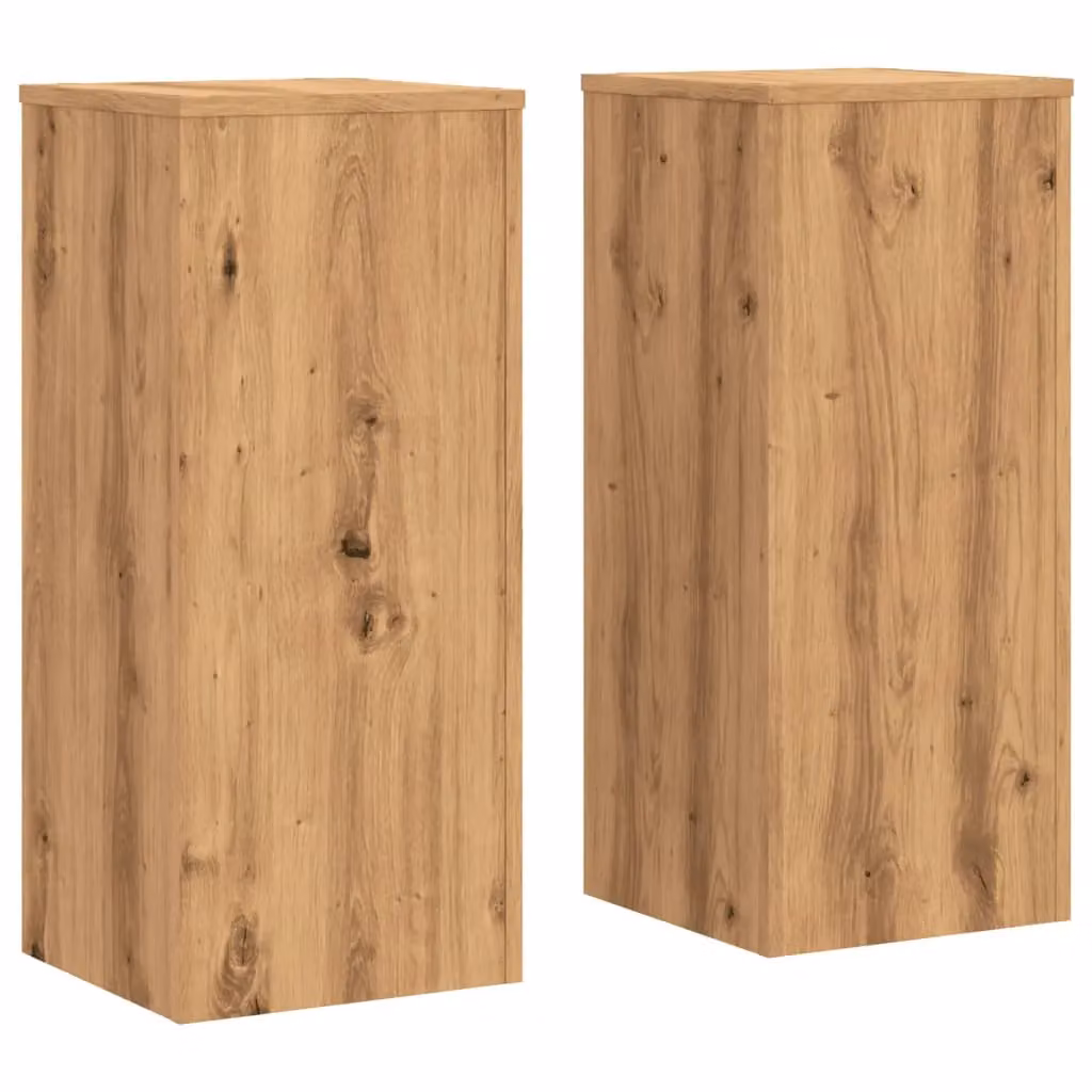 Berkfield Home Artisan Oak Plant Stands, 2 Pack, Brown, W/D/H: 30 x 30 x 70 cm – 2
