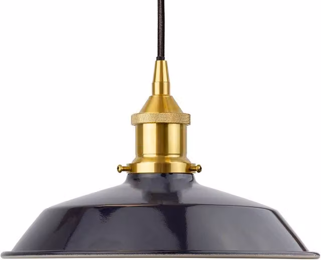 SE Home Trinity Small Metal Pendant Light in Blue and Polished Brass