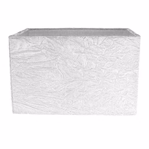 Happy Homewares Rectangular Crushed Velvet Fabric Lamp Shade in White, Length: 29 cm