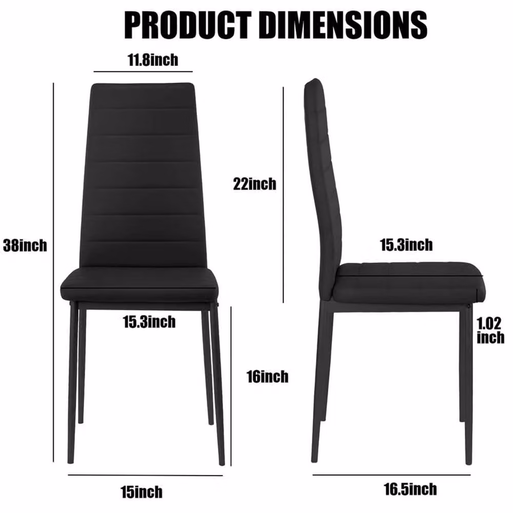 Nordara 4-Piece Dining Chair Set with Padded High Back and Black Metal Legs – 2