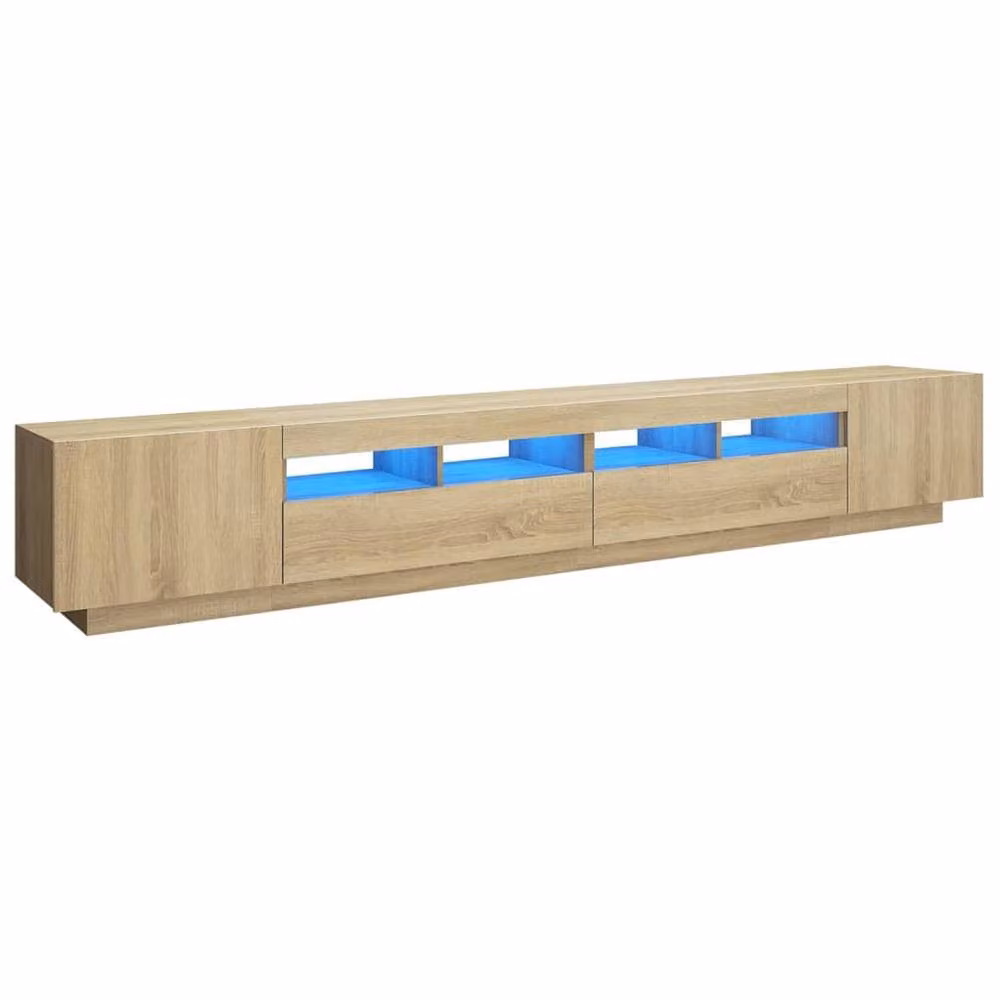Berkfield Home TV Cabinet with LED Lights in Sonoma Oak, W/D/H: 260 x 35 x 40 cm – 2