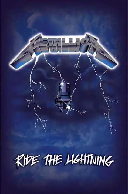 Metallica Ride The Lightning Textile Poster in Blue and Grey