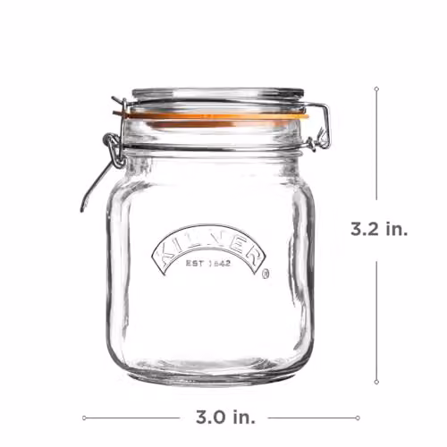 Kilner Transparent Glass Square Clip Top Spice Jar, 70 ml – 2