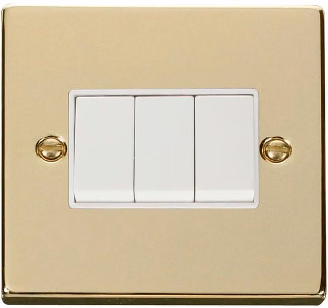 SE HOME Two Way Flush Light Switch in Gold Brass and White