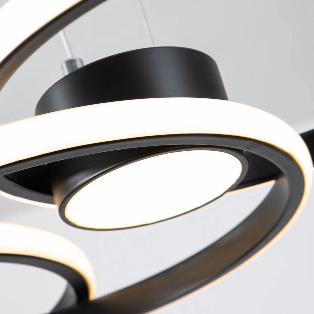 NIVOR LED Pendant Light with 4 Dimmable Rings, Remote Controlled and Adjustable, Black – 5