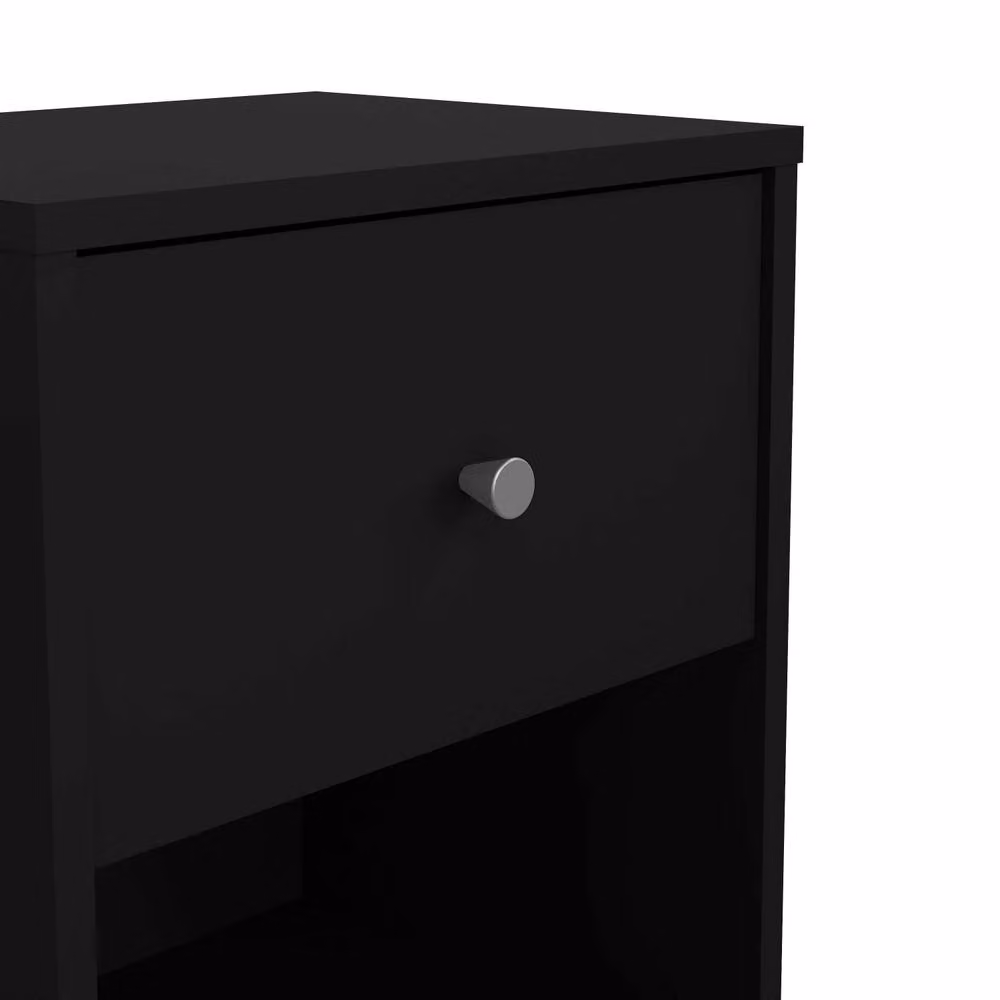 Wyld Haus Tainan Black Bedside Table with 1 Drawer and 1 Shelf, W/D/H: 30.1 x 37.9 x 48.4 cm – 4