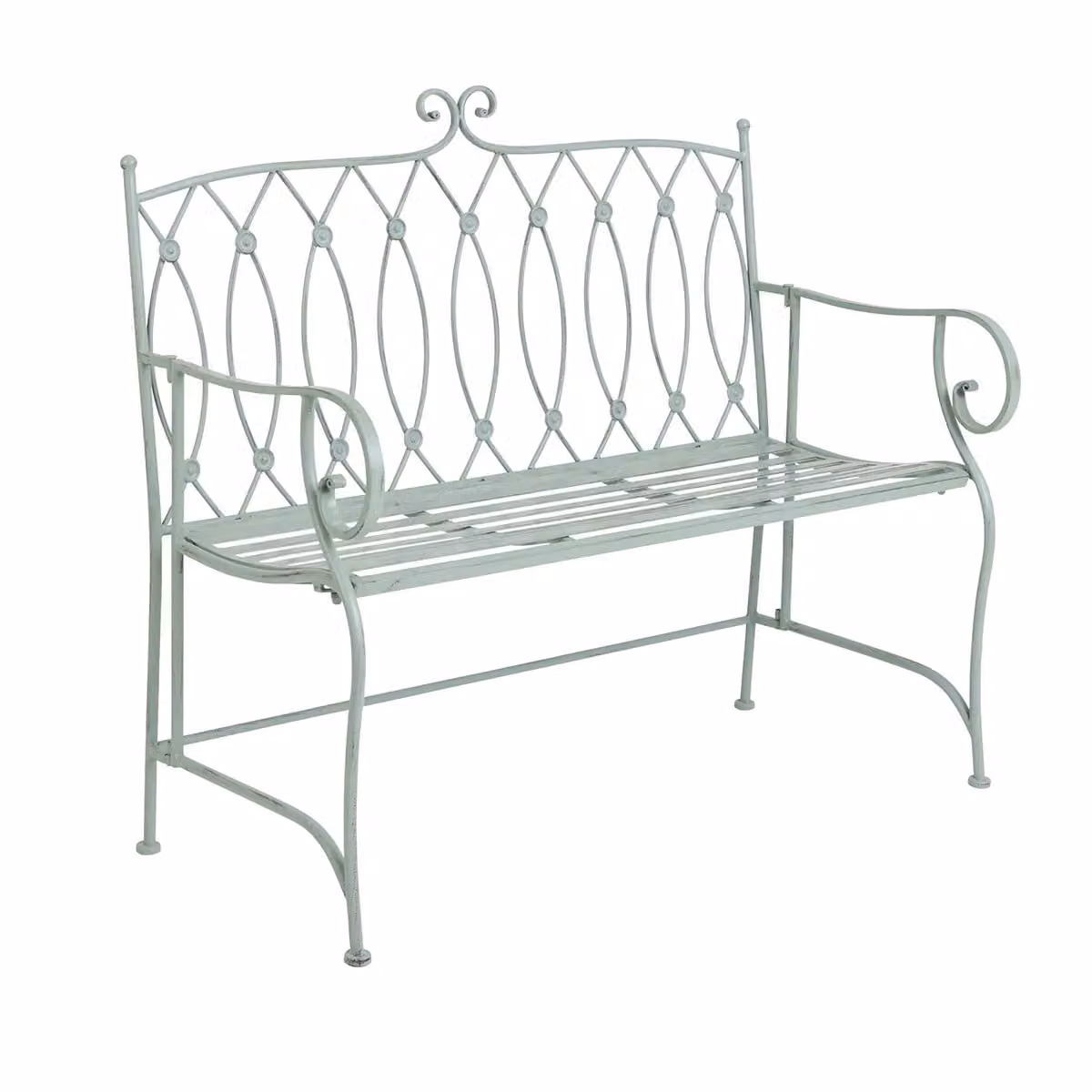 Charles Bentley Heritage Green Rustic Metal 2 Seater Garden Bench, W: 104 cm, H: 92.5 cm, D: 55 cm – 2