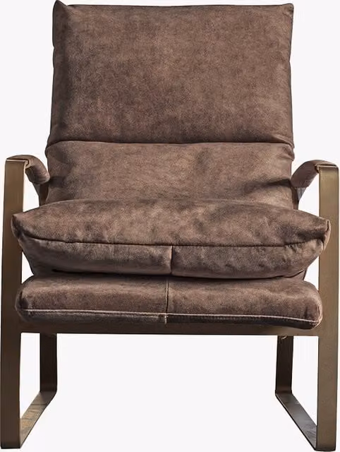 Perch & Parrow Modern Microfibre Lounge Chair with Ottoman and Armrests in Beige/Brown