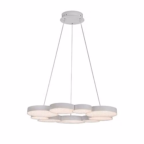Netlighting Fusion LED Ring Pendant Light in White with Crystal Decor and Remote Control, Diameter: 80 cm