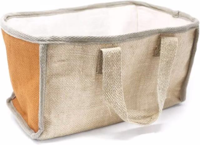 KDMD Large Jute Shopping Basket in Yellow, W: 33 cm, D: 18 cm, H: 20 cm