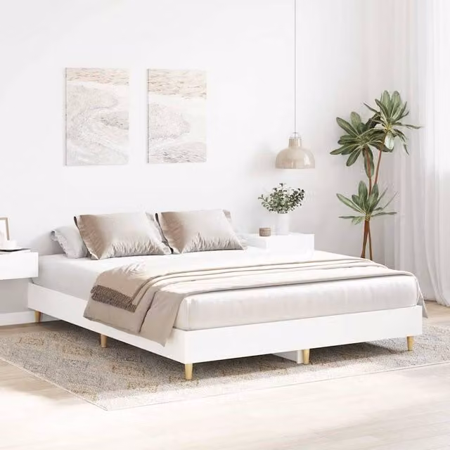 Berkfield Home Durable Bed Frame in White, W/D/H: 140 x 25 x 203 cm
