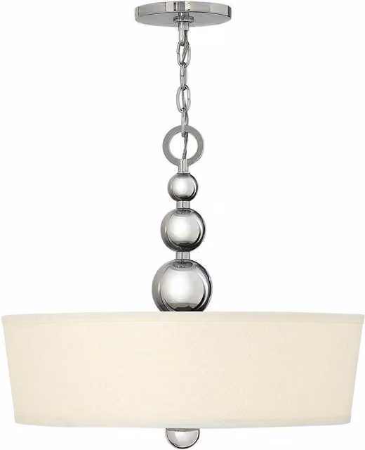 Elstead Zelda 3 Light Mid-Century Sphere Ceiling Pendant in Silver with Glass and Fabric, E27
