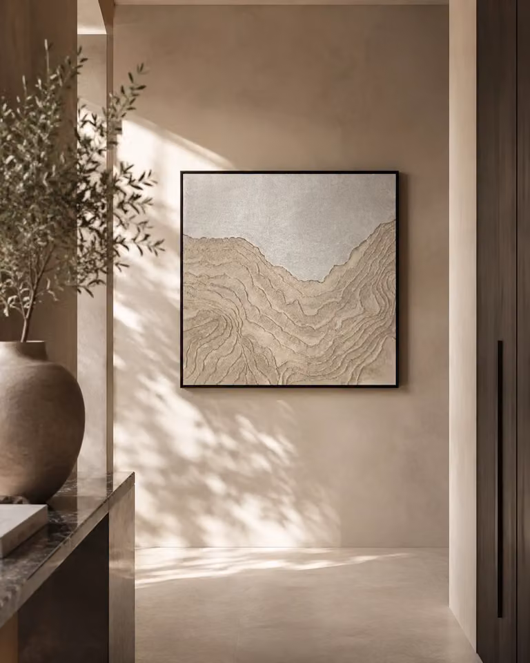 Tommy Franks Gilded II Abstract Modern Wall Painting Reproduction in Gold and Beige, 80 x 80 cm